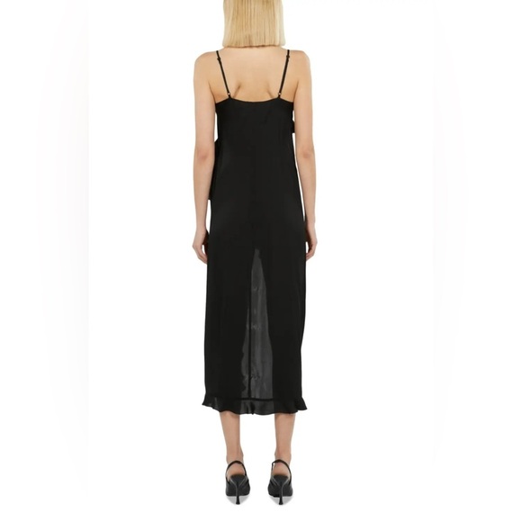 THE KOOPLES Black Midi Slip Dress with Ruffles womens size Medium/6 NWT - Picture 2 of 12